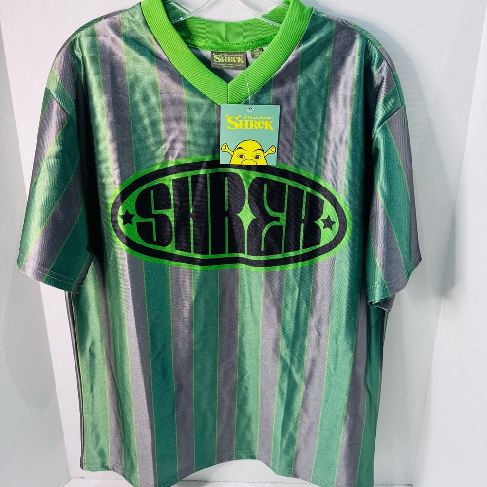 Dreamworks Shrek Green and Gray Striped Jersey